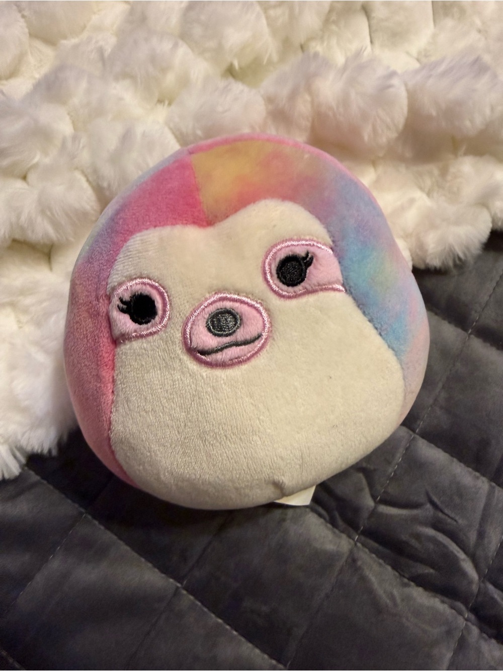 Squishmallows Pastel Rainbow Sloth Plush - Pink, Blue, Yellow, Cream